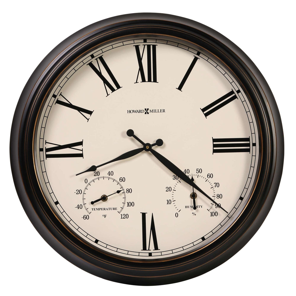 Howard Miller Aspen Outdoor Wall Clock, 22-inch, product packshot on a white background