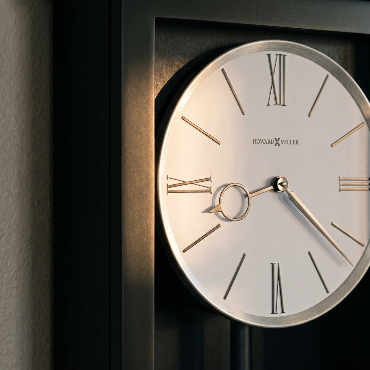 Howard Miller Alvarez Wall Clock, close-up of the dial and finish detail
