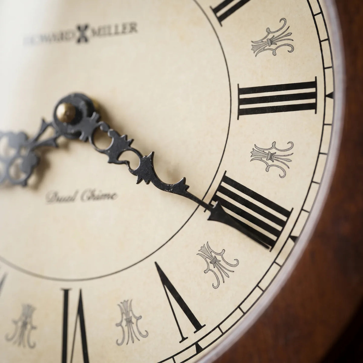 Howard Miller Arendal Wall Clock, macro close-up of the hands and dial
