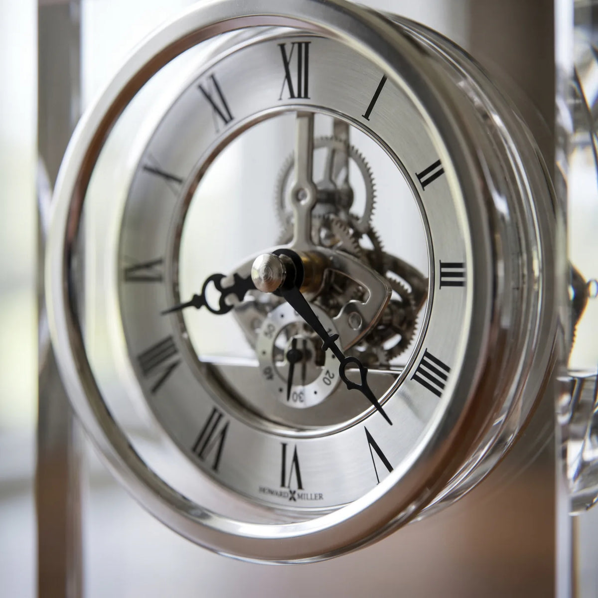Howard Miller Brighton Tabletop Clock, macro close-up of the hands and dial