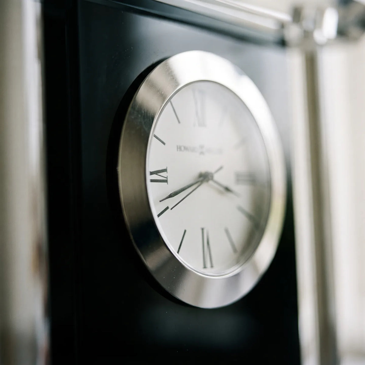 Howard Miller Colonnade Tabletop Clock, macro close-up of the hands and dial