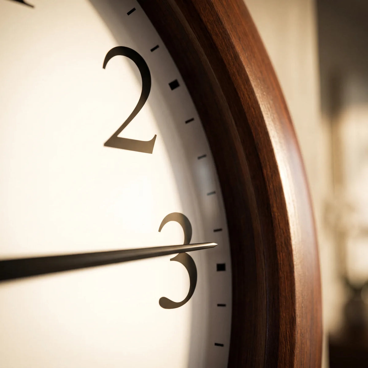 Howard Miller Corporate Wall Clock, macro close-up of the hands and dial