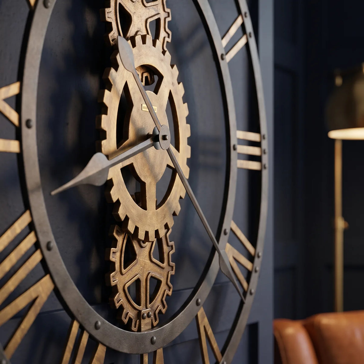 Howard Miller Crosby Wall Clock, macro close-up of the hands and dial