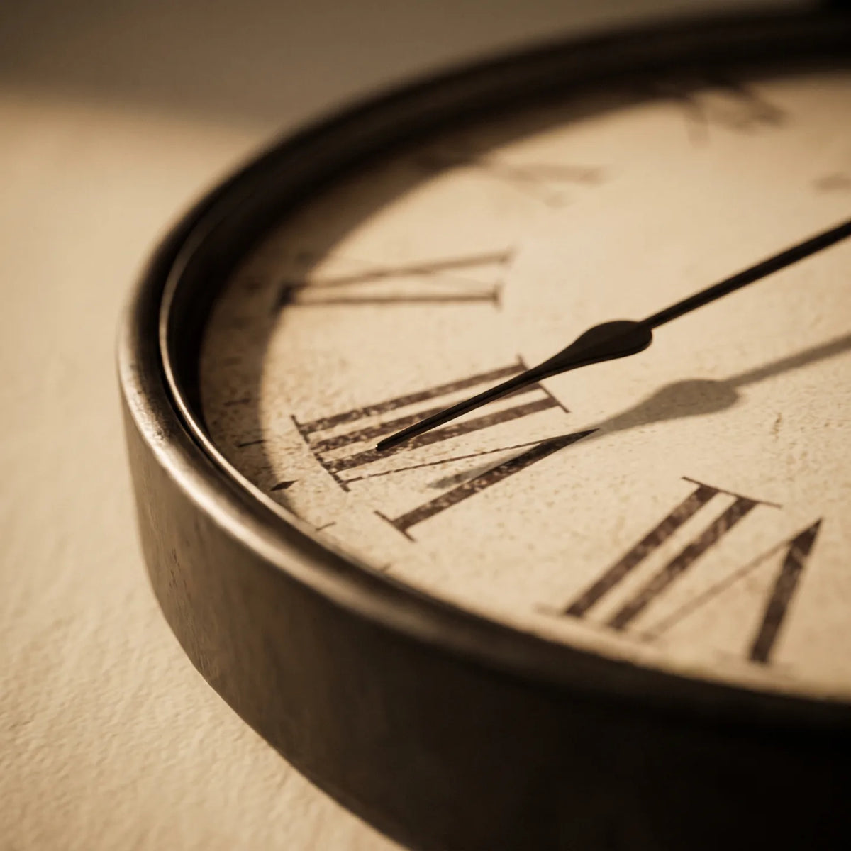 Howard Miller Magdalen Wall Clock, macro close-up of the hands and dial