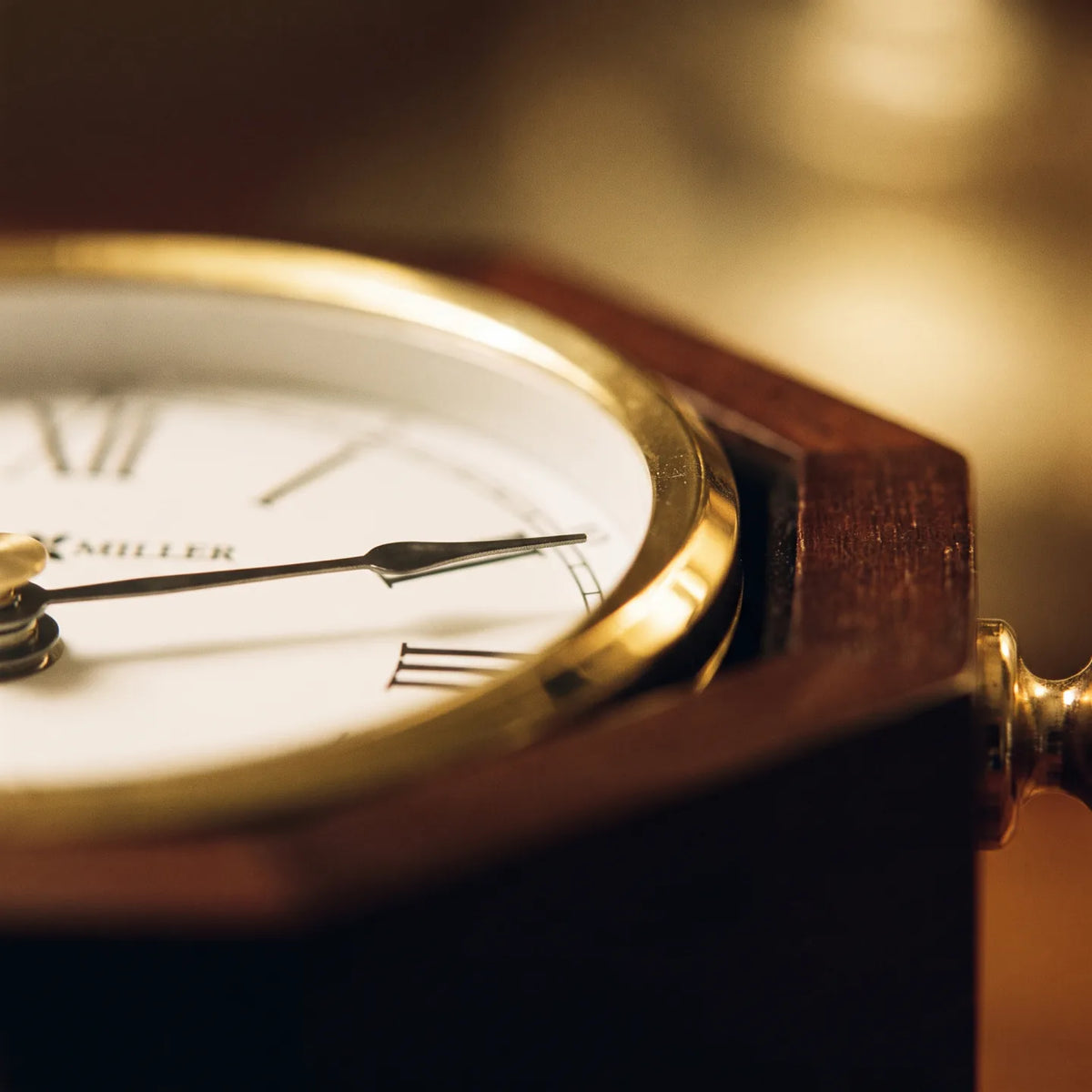 Howard Miller Oceana Tabletop Clock, macro close-up of the hands and dial