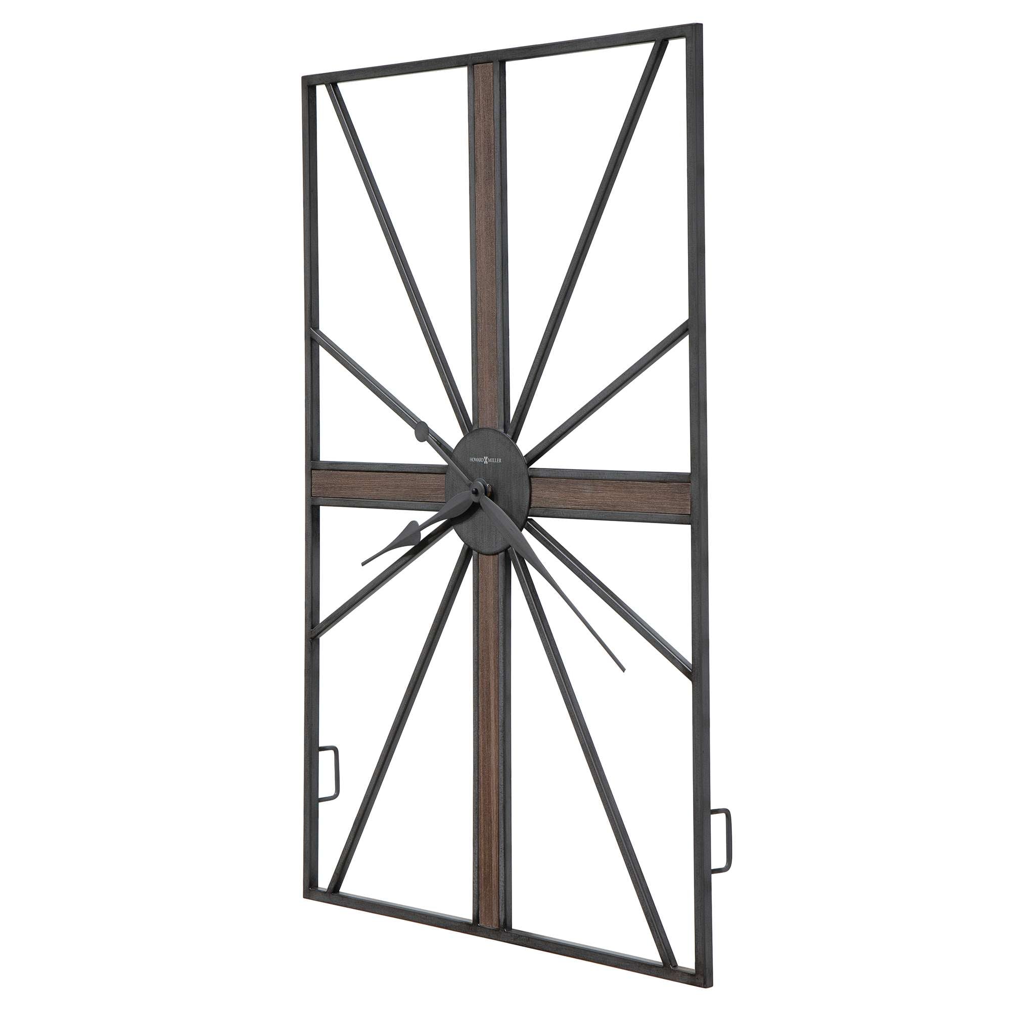 Large industrial wall clock with a wooden and metal design