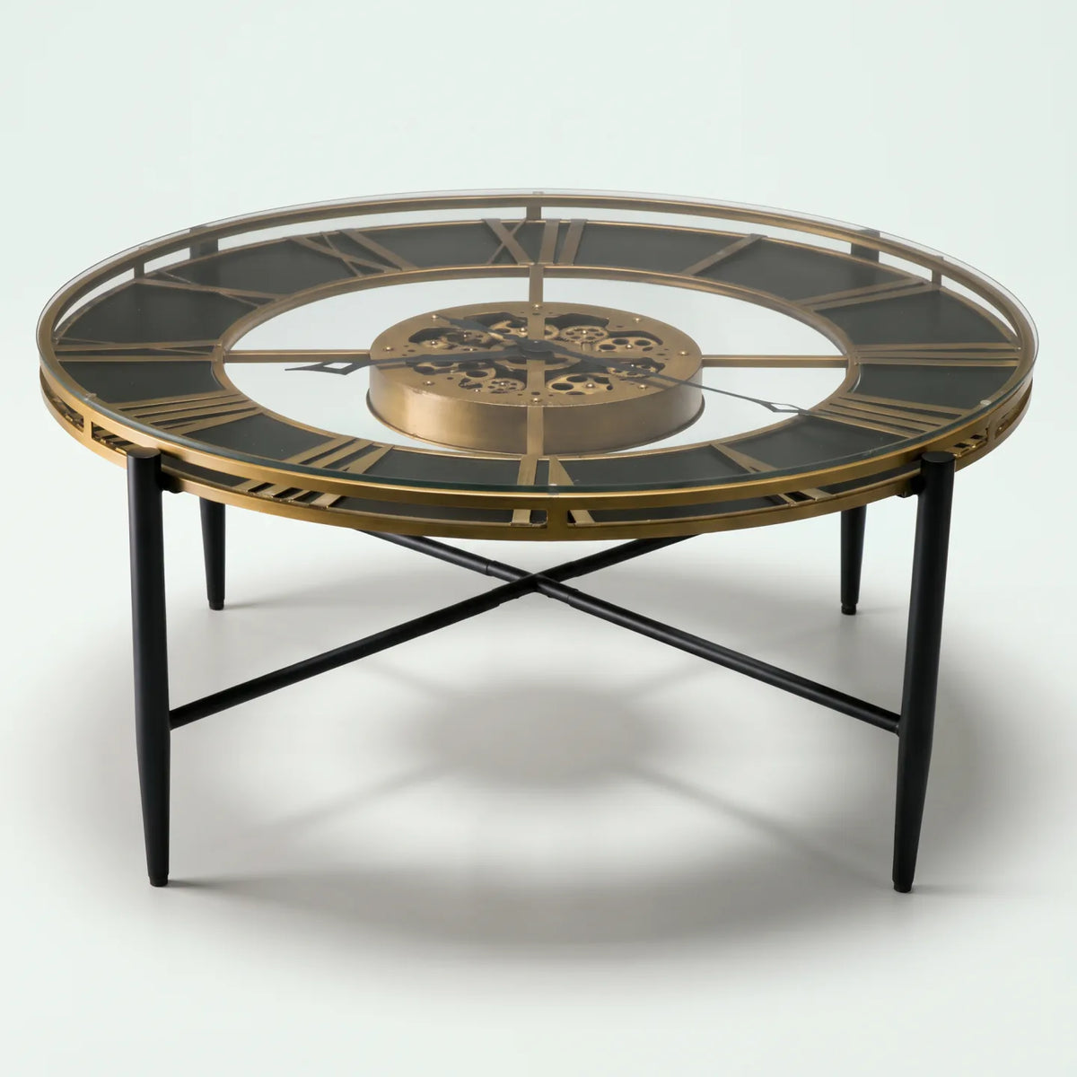 Howard Miller Mayer Clock Table, 42-inch, front view on a plain white background