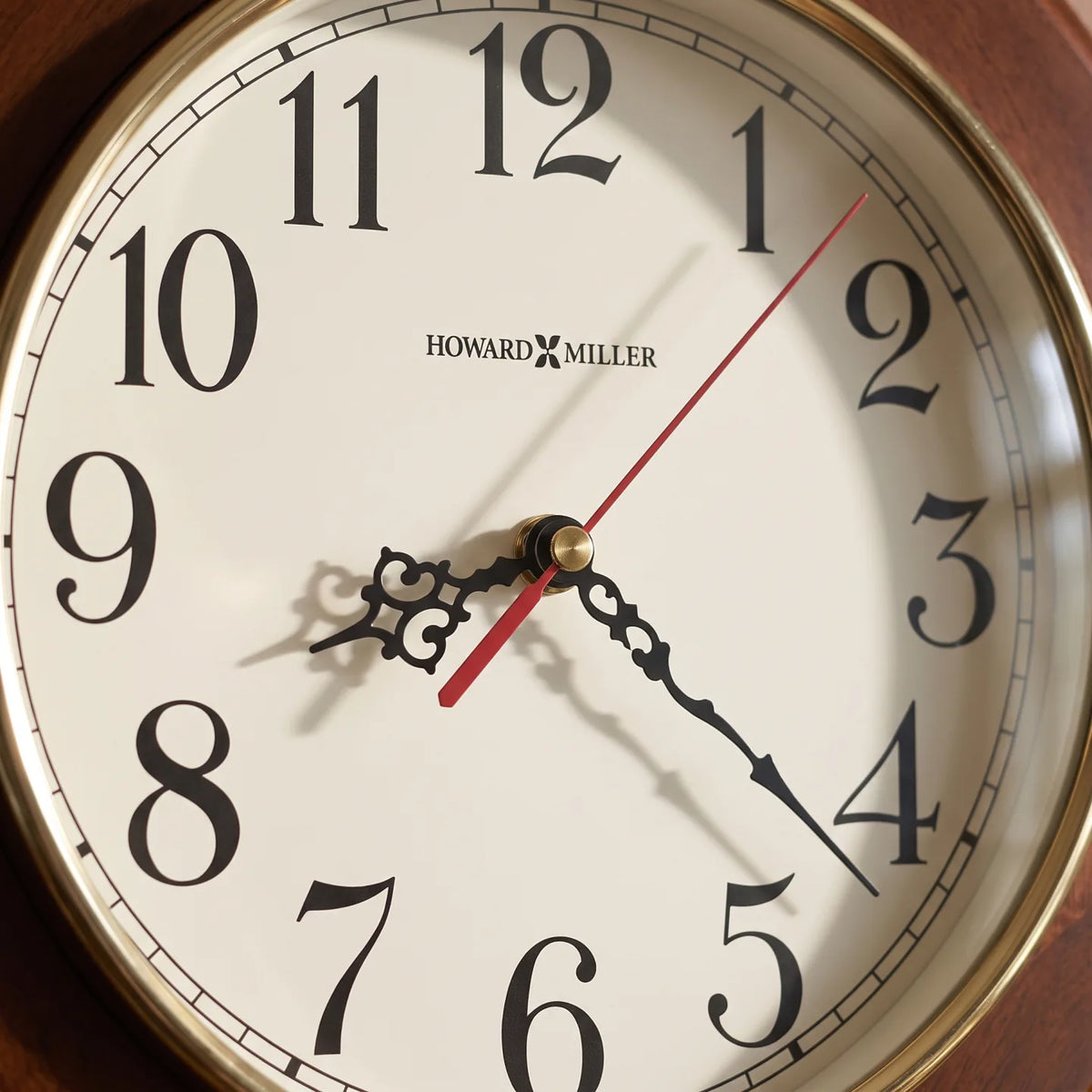 Howard Miller Brentwood Wall Clock, close-up of the dial and finish detail
