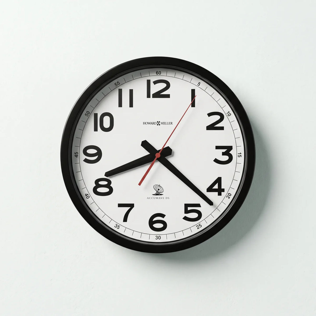 Howard Miller Accuwave II Wall Clock, 12-inch, front view on a plain white background