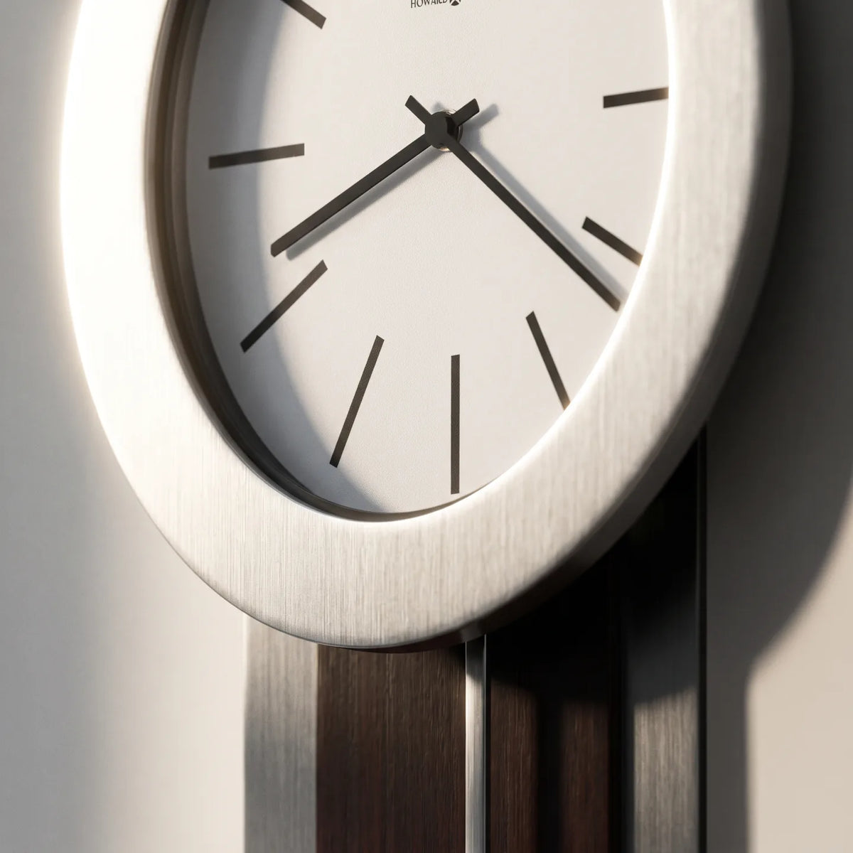 Howard Miller Bergen Wall Clock, close-up of the dial and finish detail
