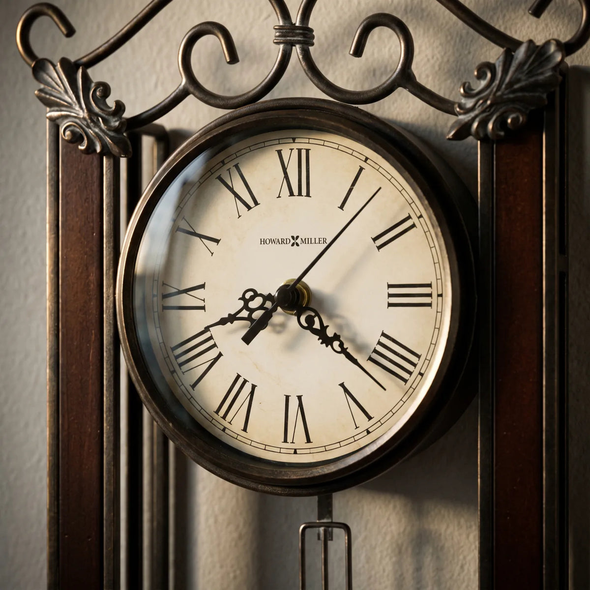 Howard Miller Carmen Wall Clock, close-up of the dial and finish detail
