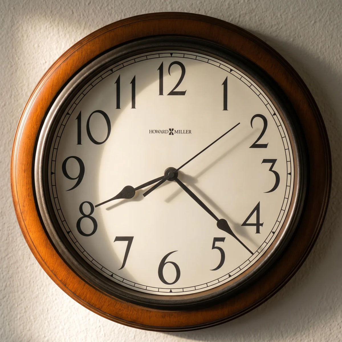 Howard Miller Kalvin Wall Clock, close-up of the dial and finish detail