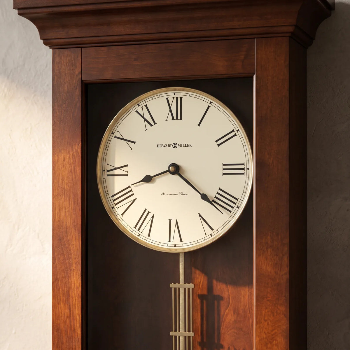 Howard Miller Continental Wall Clock, close-up of the dial and finish detail