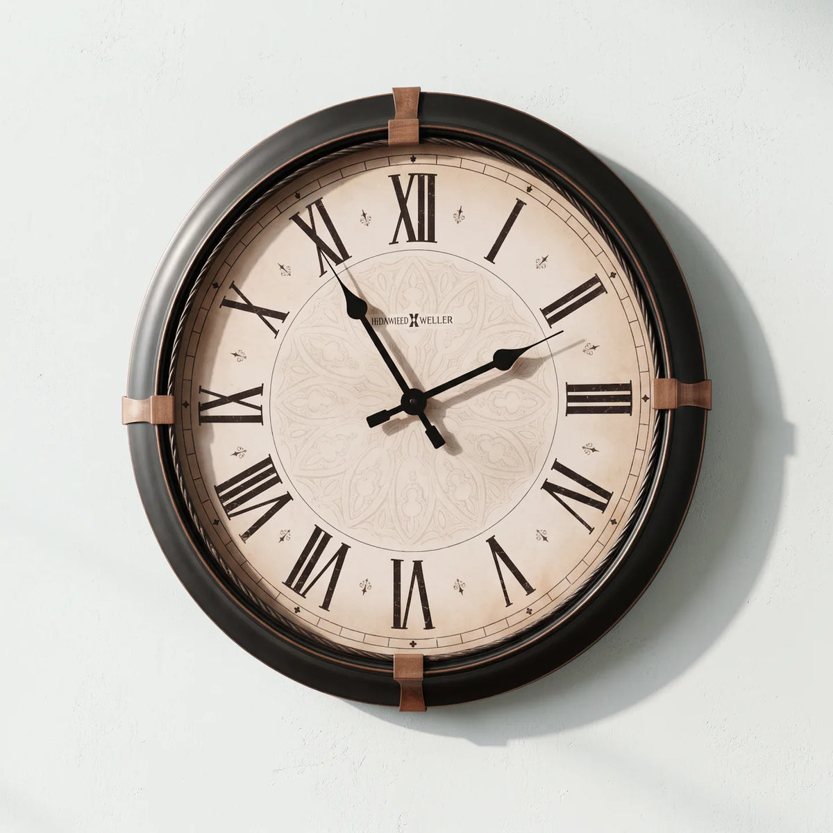Howard Miller Atwater Wall Clock, 24-inch, front view on a plain white background