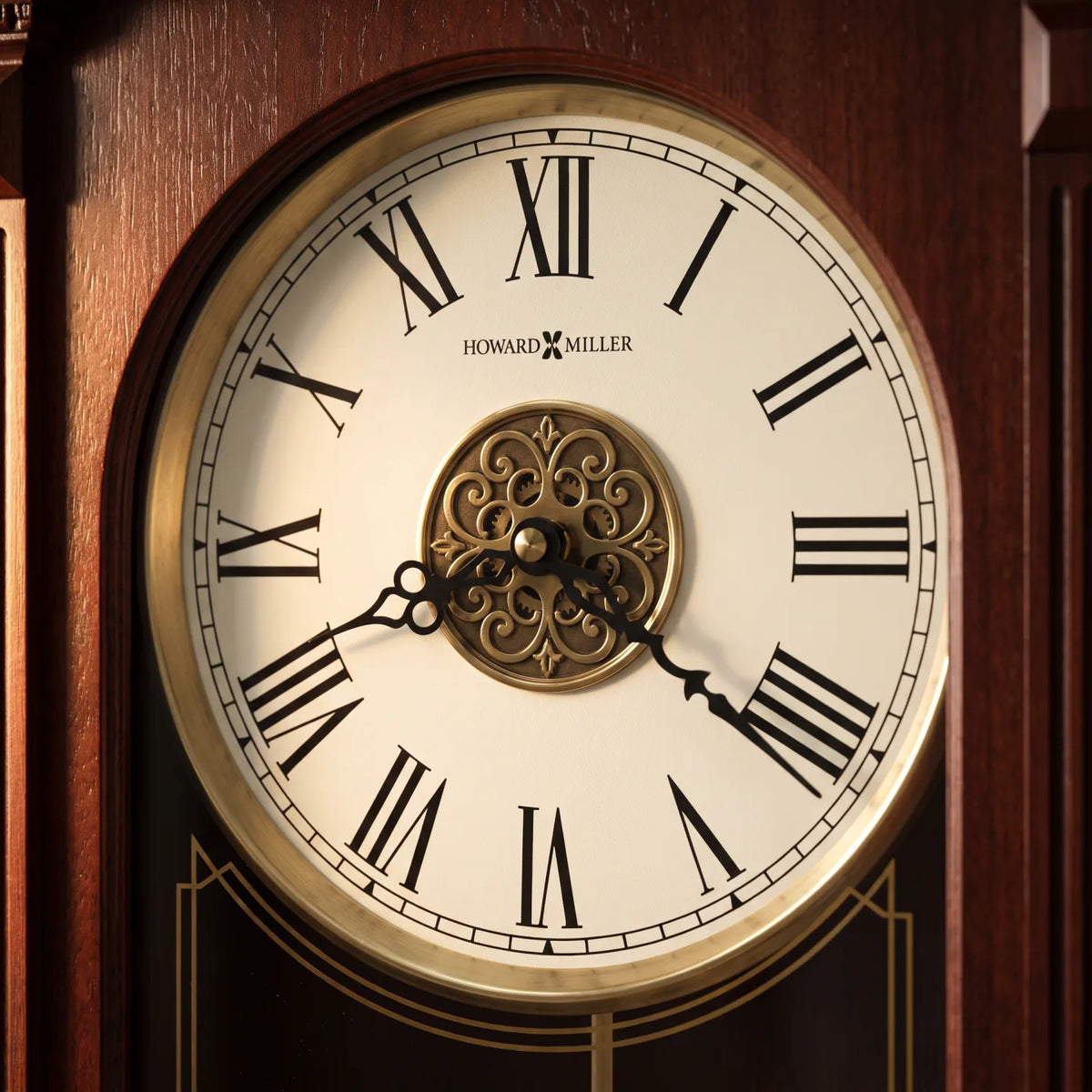 Howard Miller Sinclair Wall Clock, close-up of the dial and finish detail
