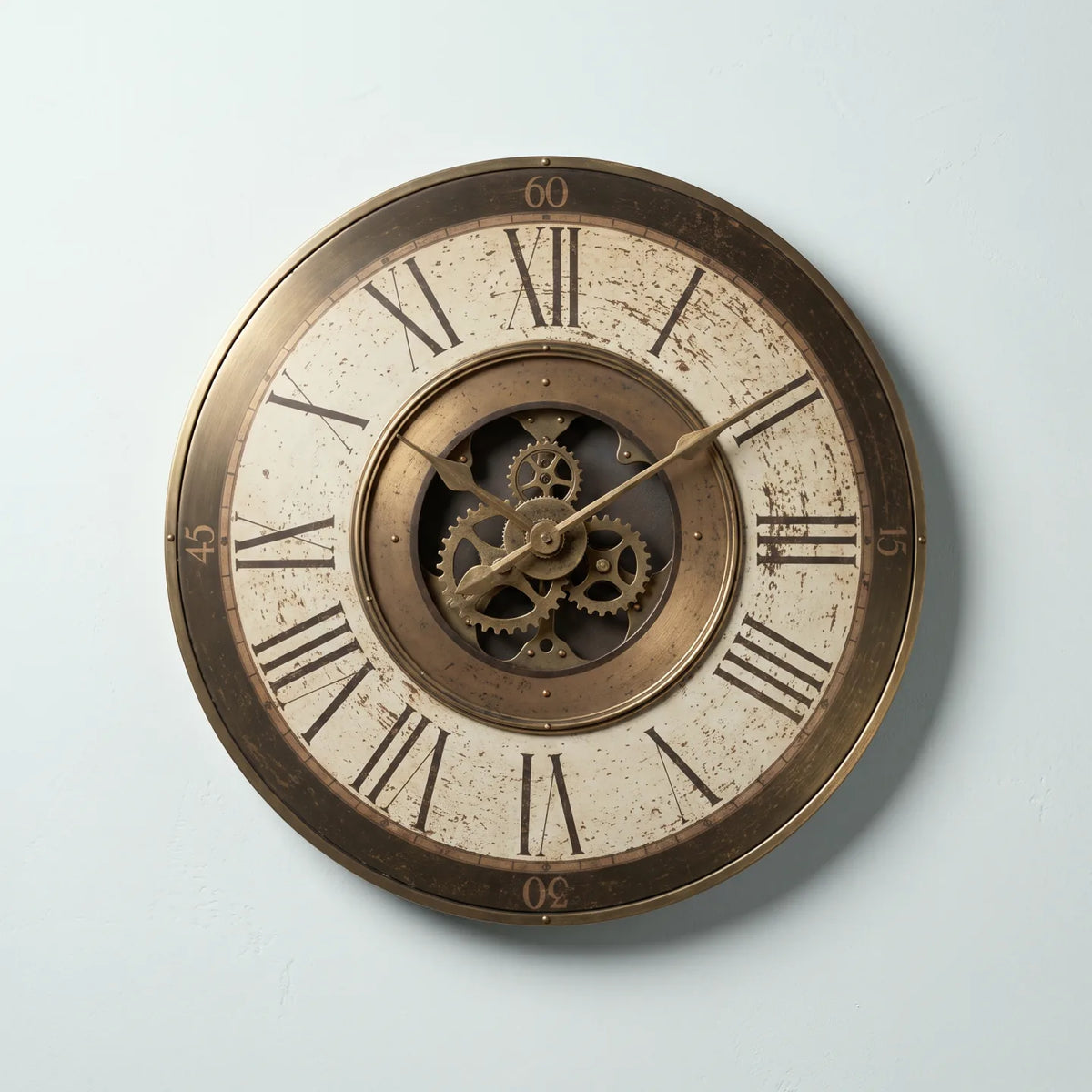Howard Miller Brass Works Wall Clock, 32-inch, front view on a plain white background
