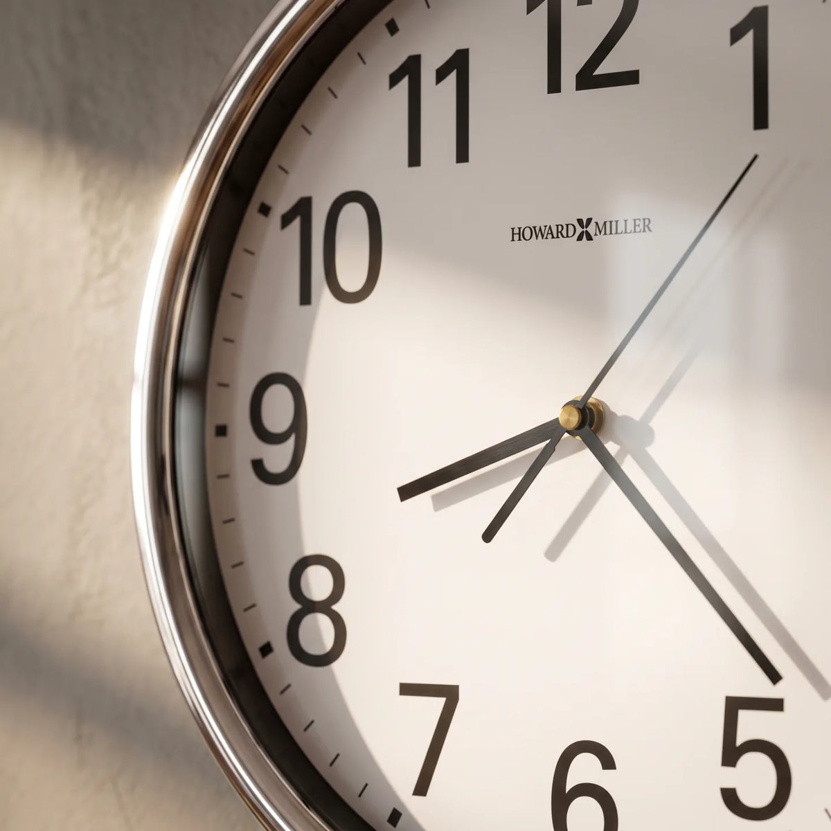 Howard Miller Hamilton Wall Clock, close-up of the dial and finish detail