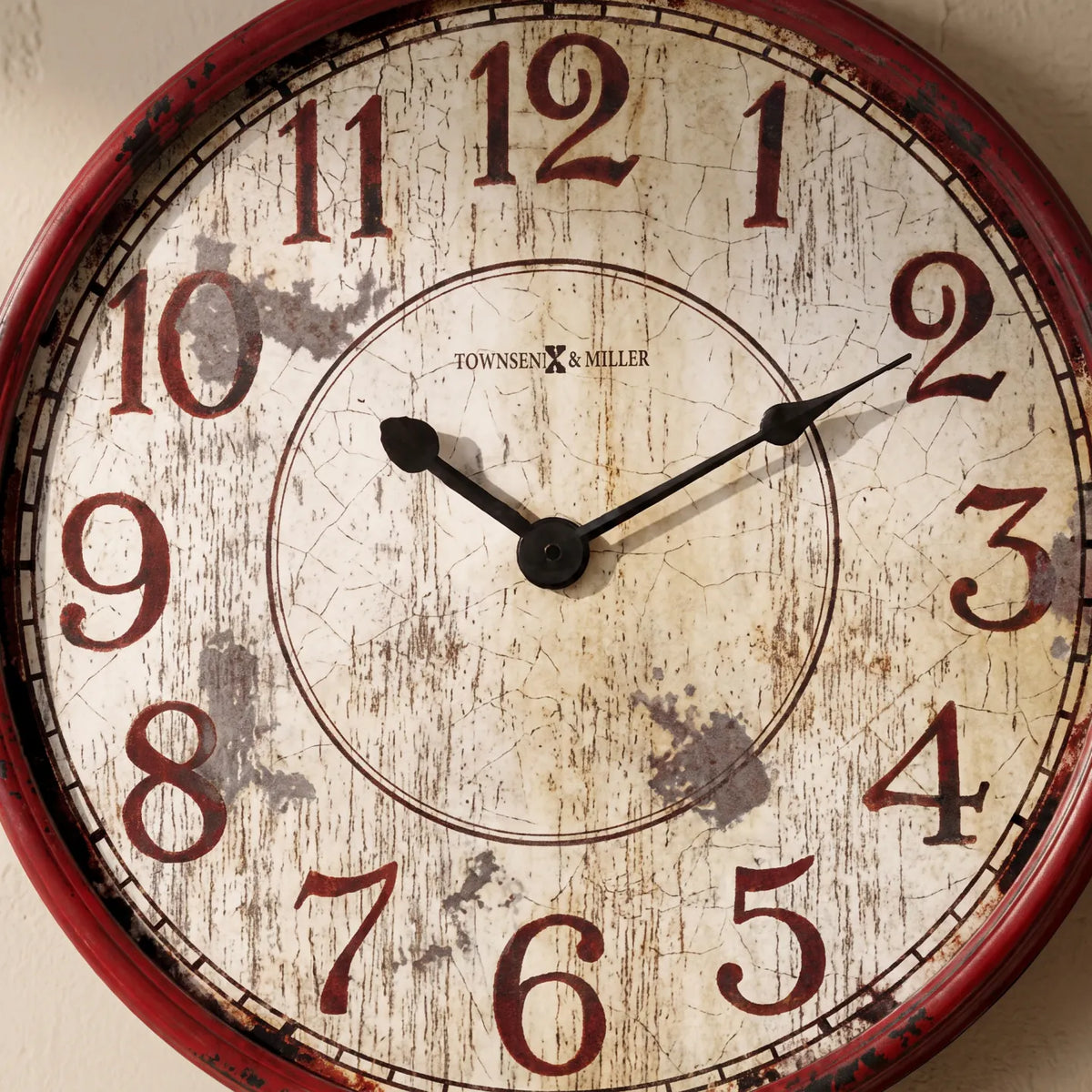 Howard Miller Back 40 Wall Clock, close-up of the dial and finish detail