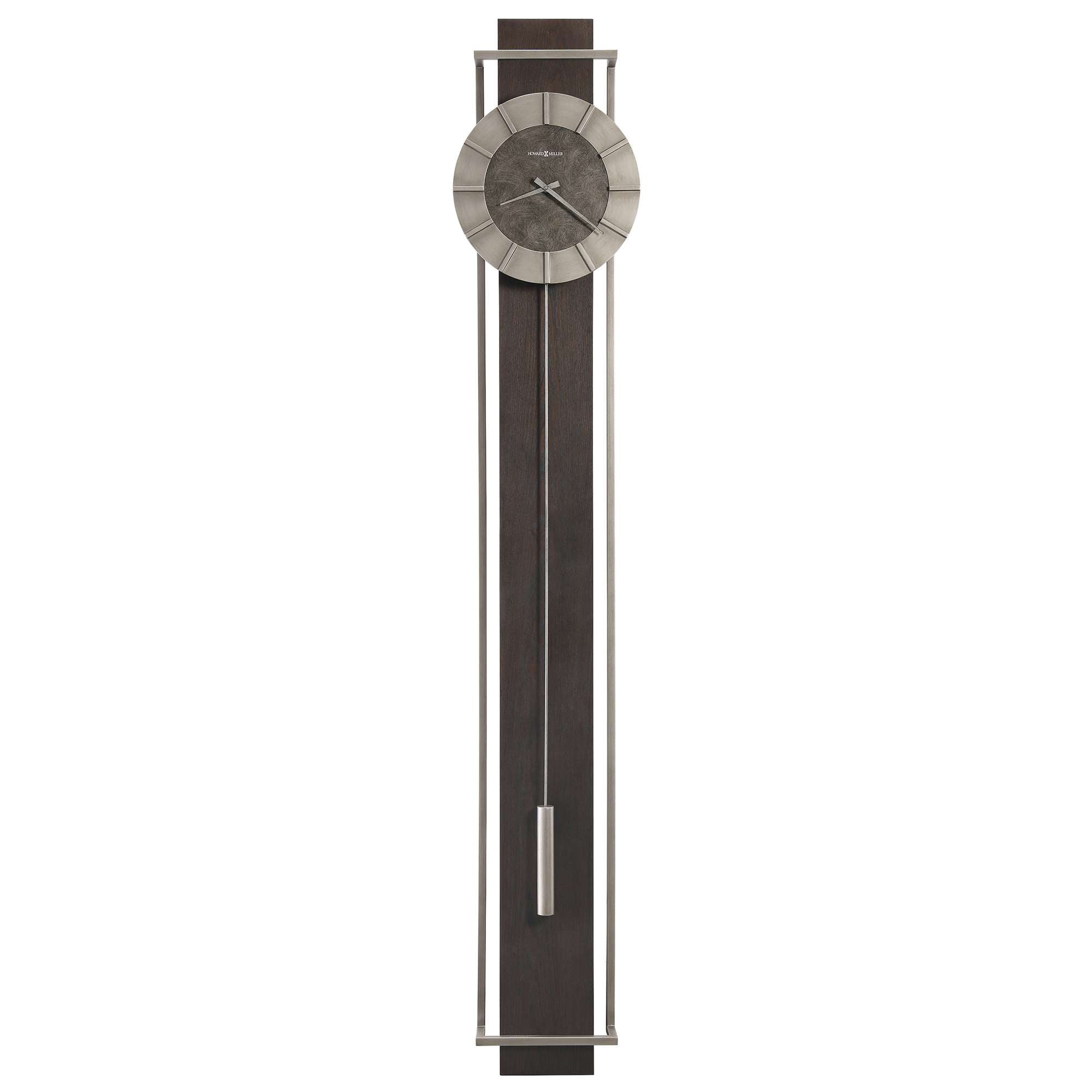 Modern wall clock with a long, sleek design and minimalist features.