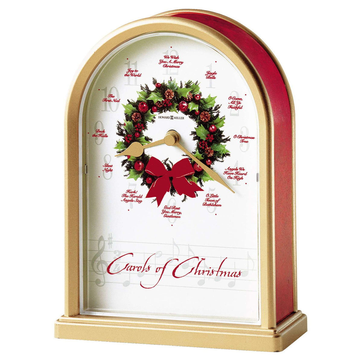Howard Miller Carols Of Christmas II Tabletop Clock, 8-inch, product packshot on a white background