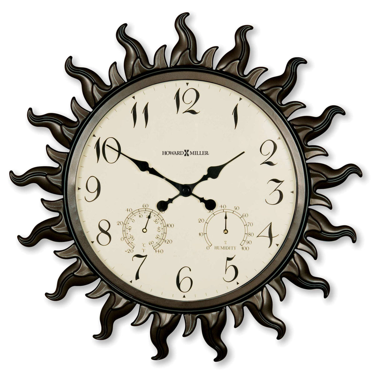 Howard Miller Sunburst II Indoor-Outdoor Wall Clock, 22-inch, product packshot on a white background