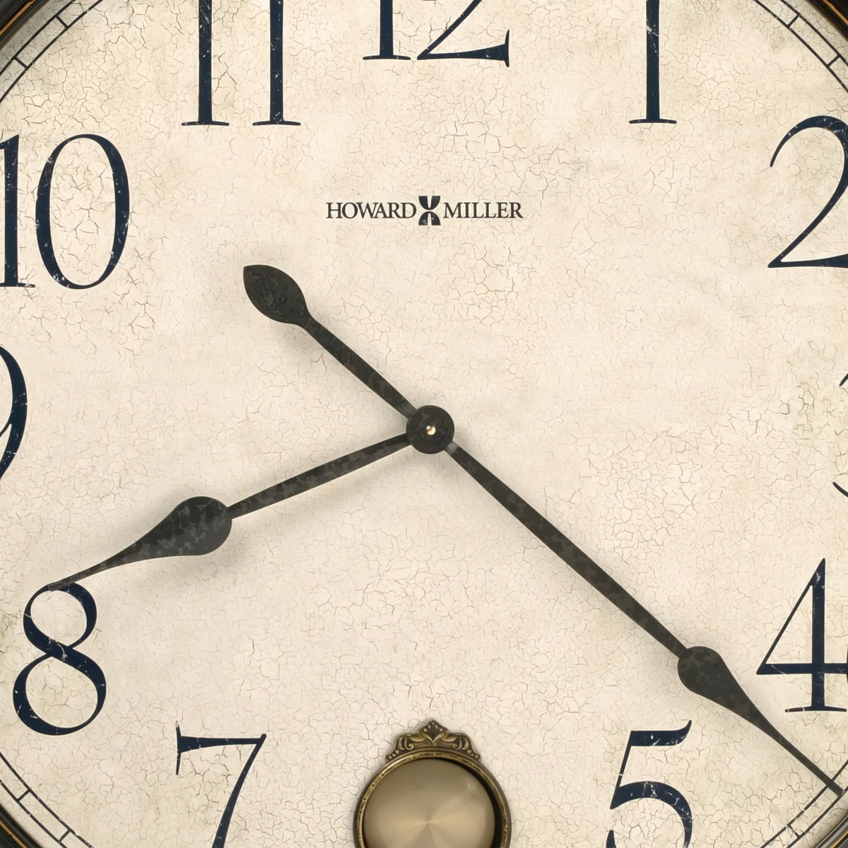 Howard Miller Glenwood Falls Wall Clock, close-up of the dial and finish detail