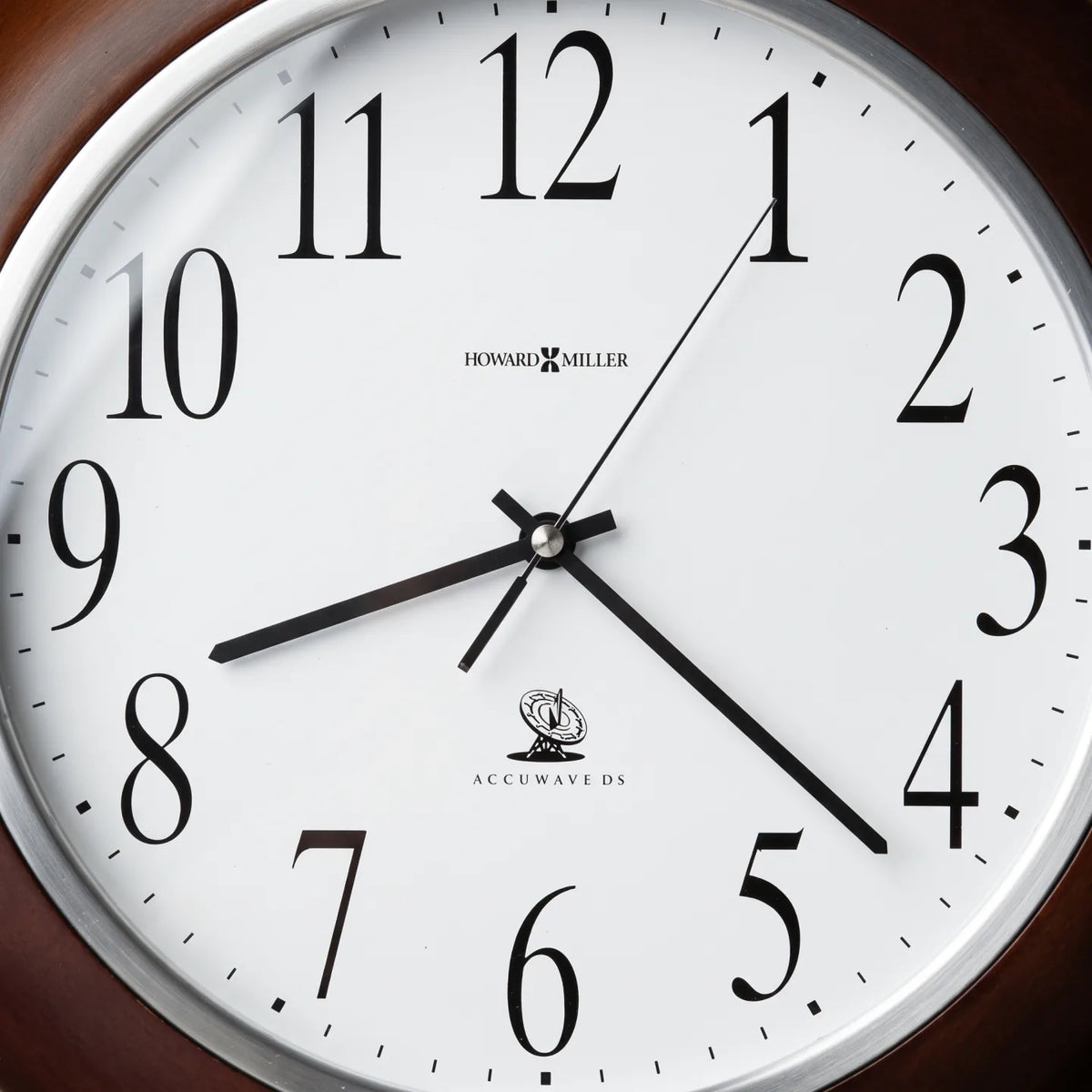 Howard Miller Murrow Wall Clock, close-up of the dial and finish detail
