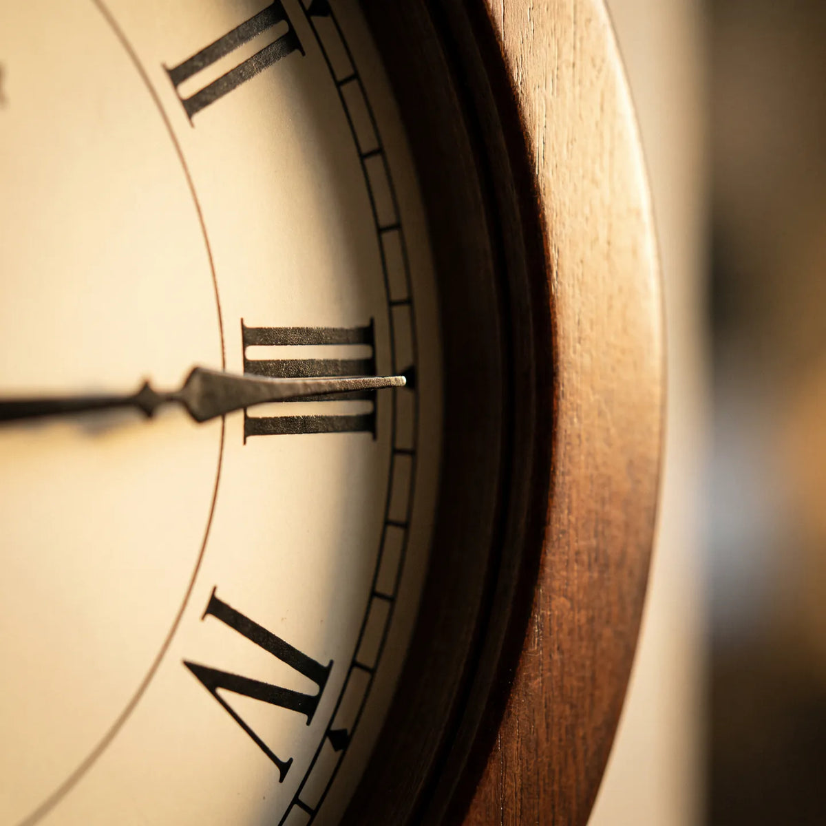 Howard Miller Arendal Wall Clock, macro close-up of the hands and dial