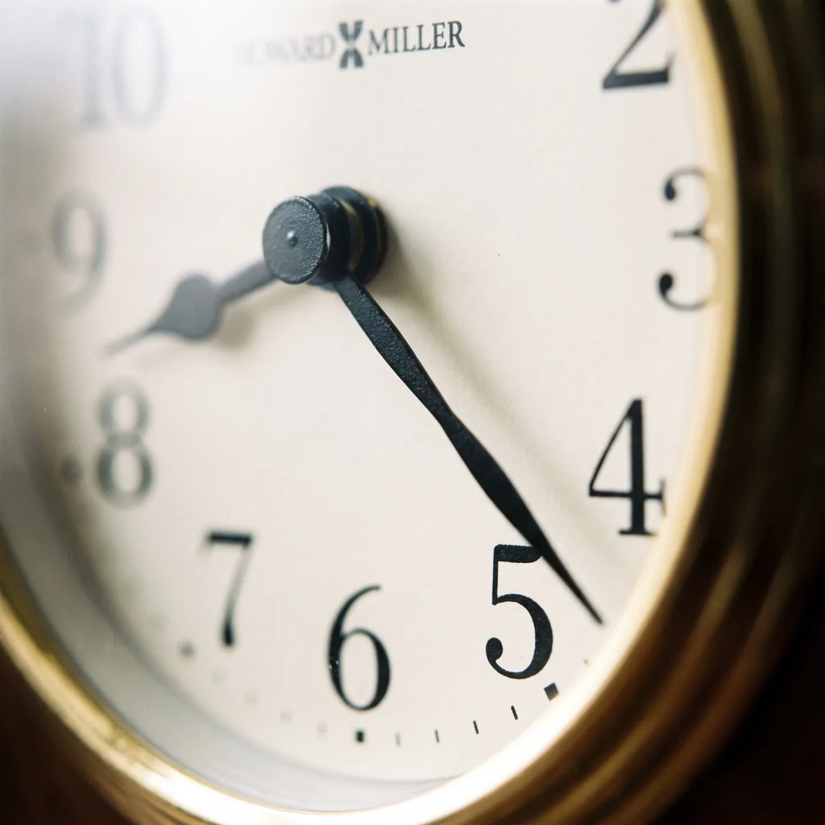 Howard Miller Bedford Tabletop Clock, macro close-up of the hands and dial