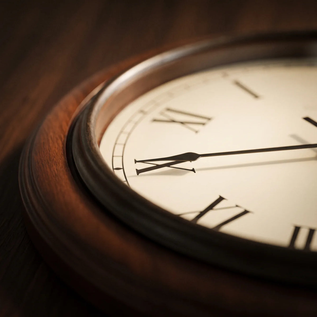 Howard Miller Kalvin Wall Clock, macro close-up of the hands and dial
