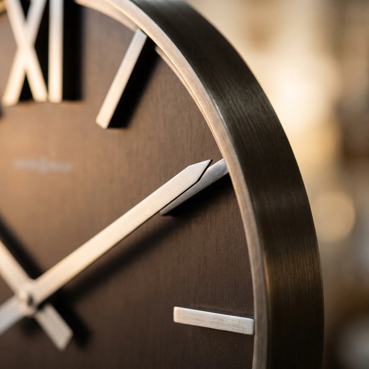 Howard Miller Odie Grandfather Clock, macro close-up of the hands and dial
