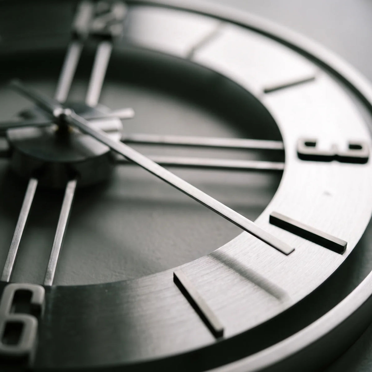 Howard Miller Stapleton Wall Clock, macro close-up of the hands and dial