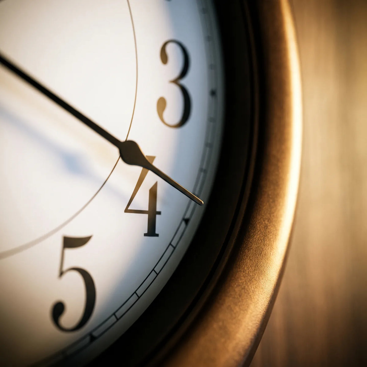 Howard Miller Virgo Wall Clock, macro close-up of the hands and dial
