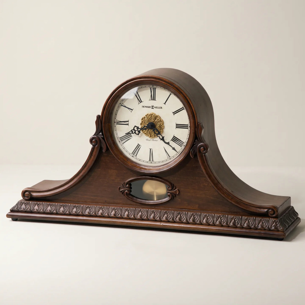 Howard Miller Andrea Mantel Clock, 18-inch, front view on a plain white background