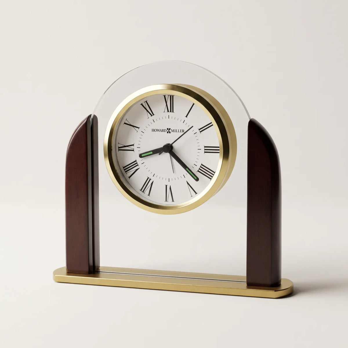 Howard Miller Derrick Tabletop Clock, 6-inch, front view on a plain white background