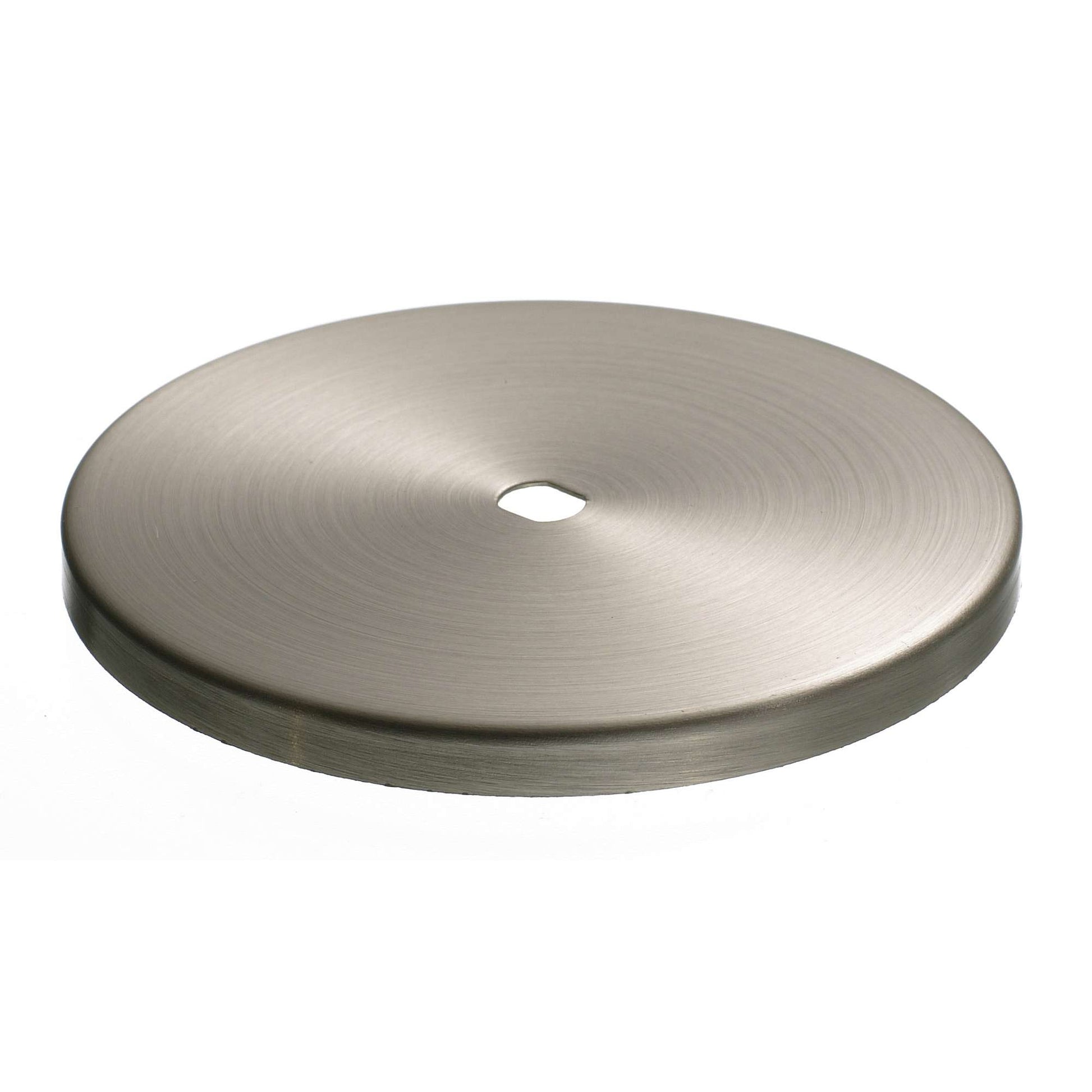 A round metallic disc with a central hole, featuring a smooth surface.