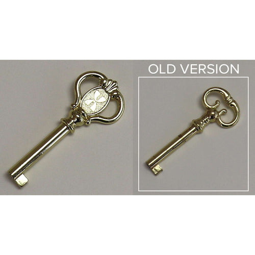 Two keys displayed, one larger and labeled 'OLD VERSION' next to a smaller key.