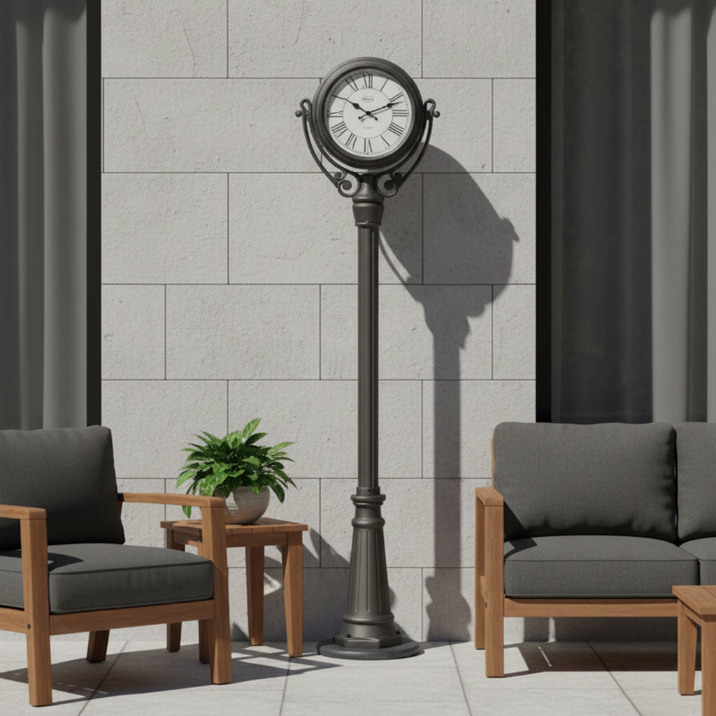 St. Lucia French Street Scene Double-Sided Floor Clock