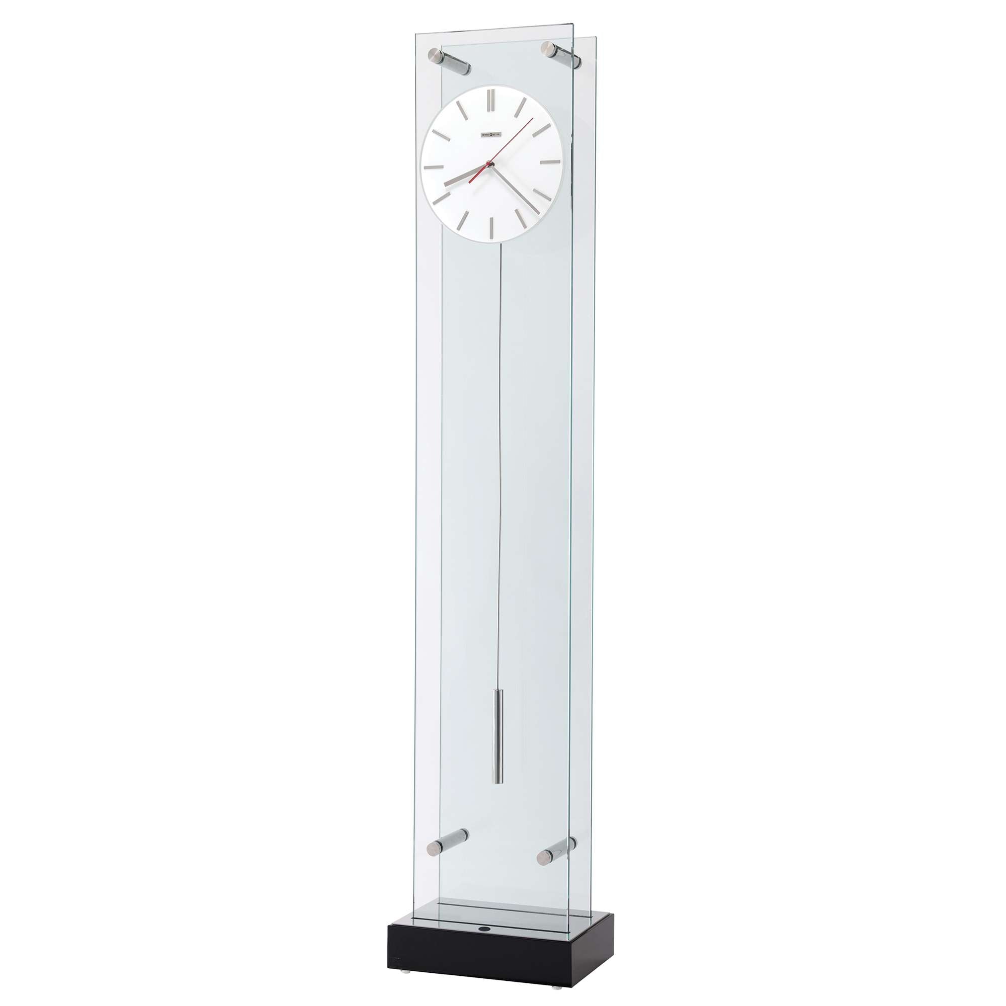 Contemporary glass floor clock with a minimalist design