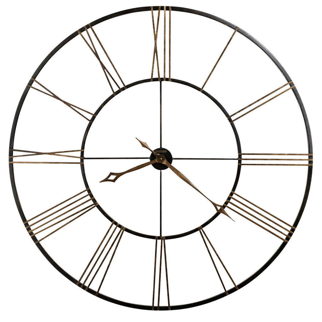 Large round wall clock with Roman numerals and minimalist design