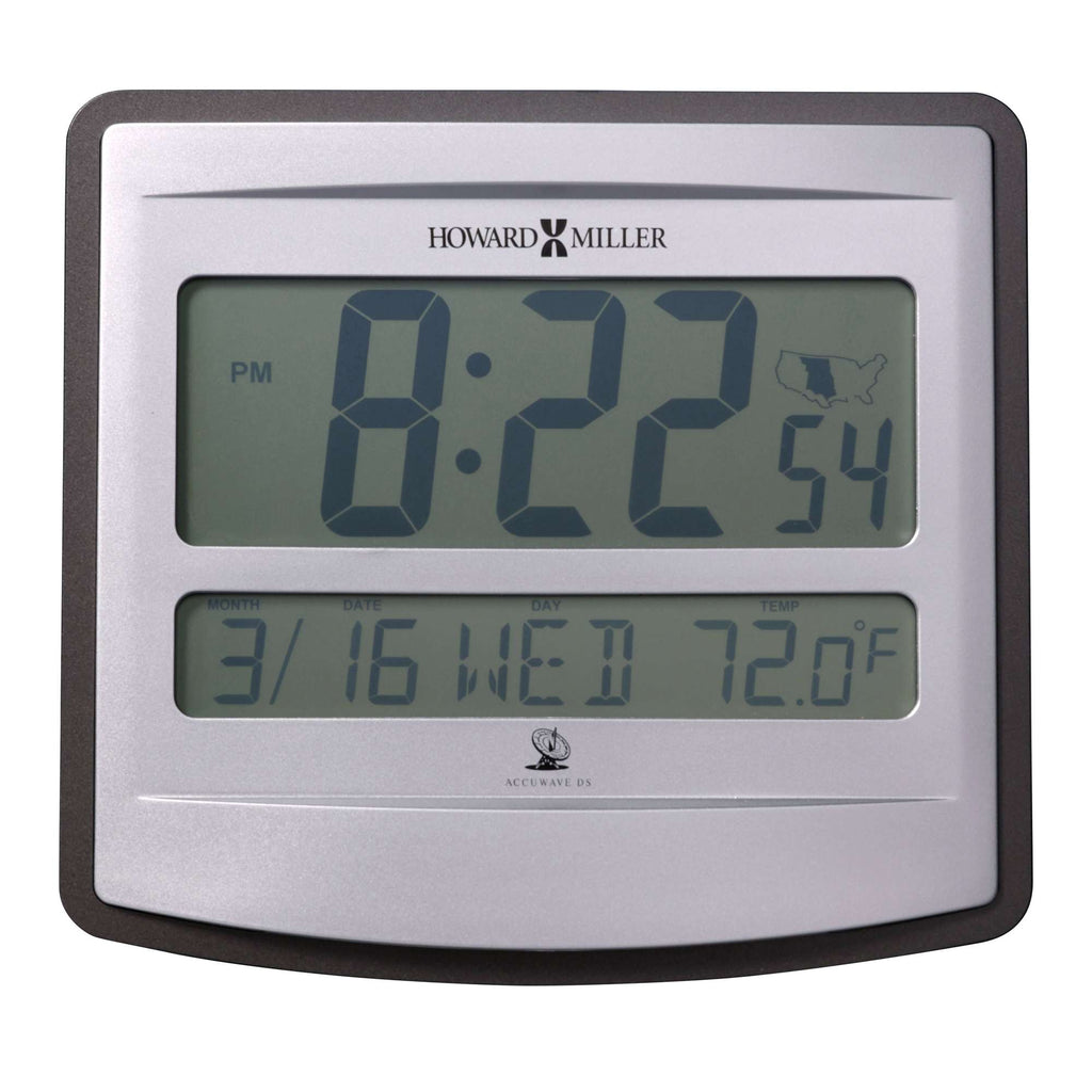 Digital clock showing time, date, and temperature