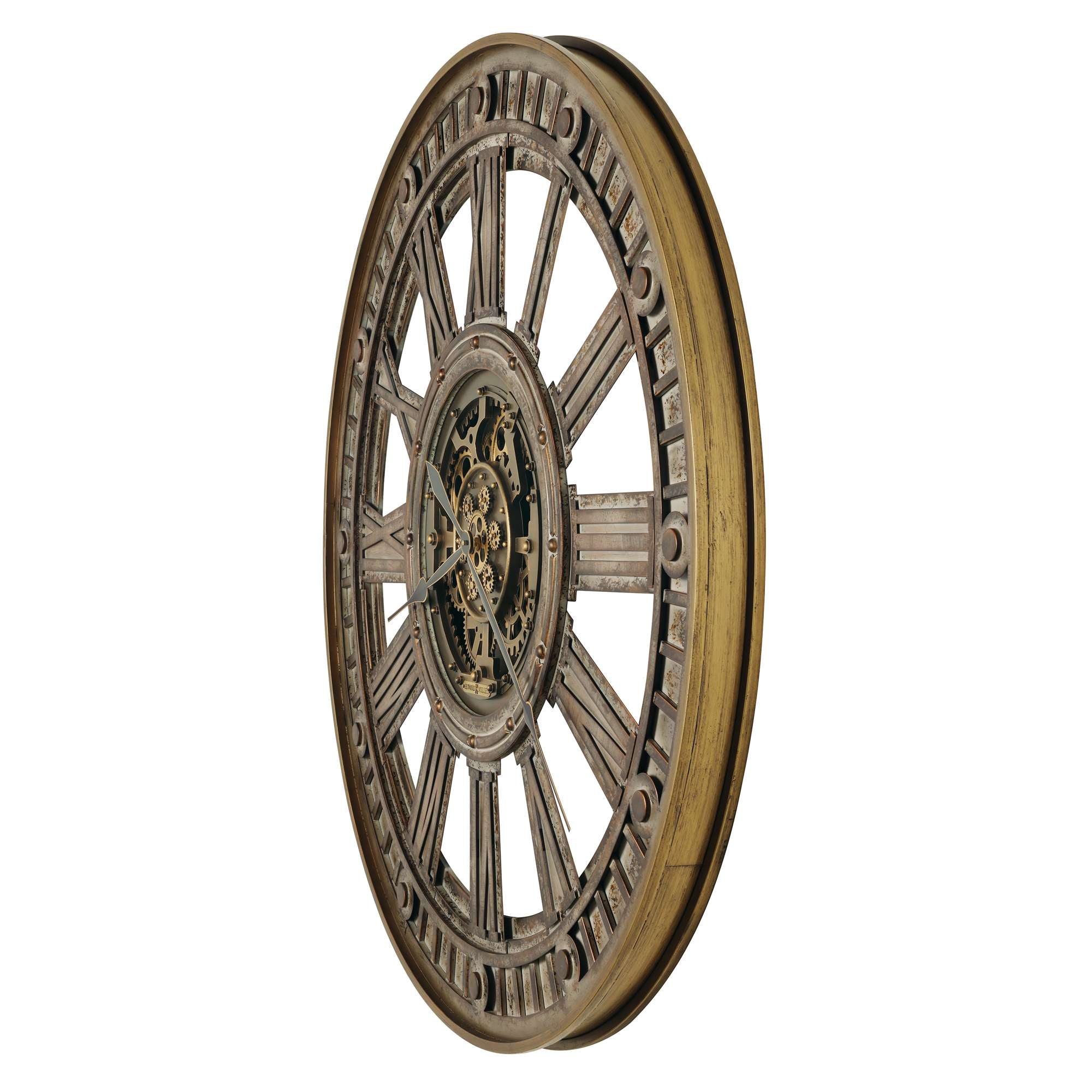Decorative wall clock with intricate design and gold accents.