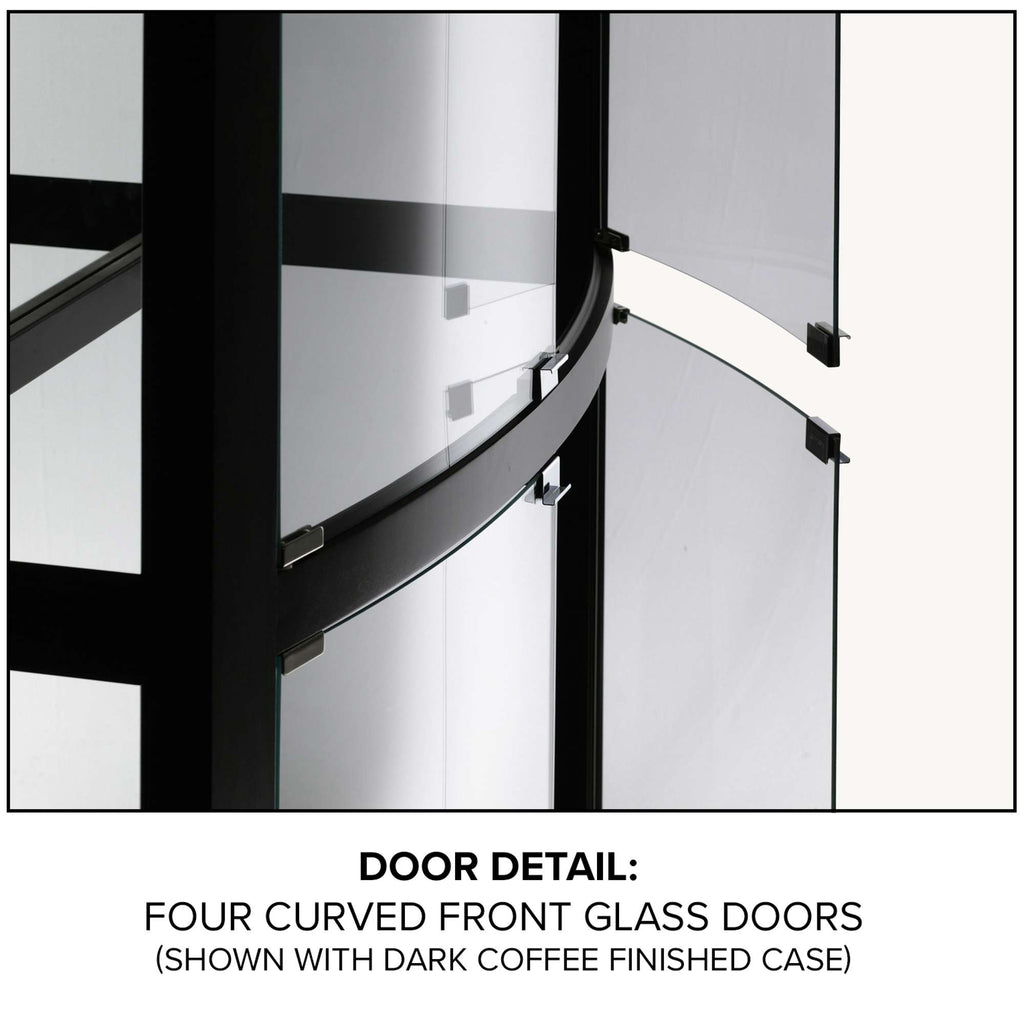 Image showing four curved front glass doors of a display case.