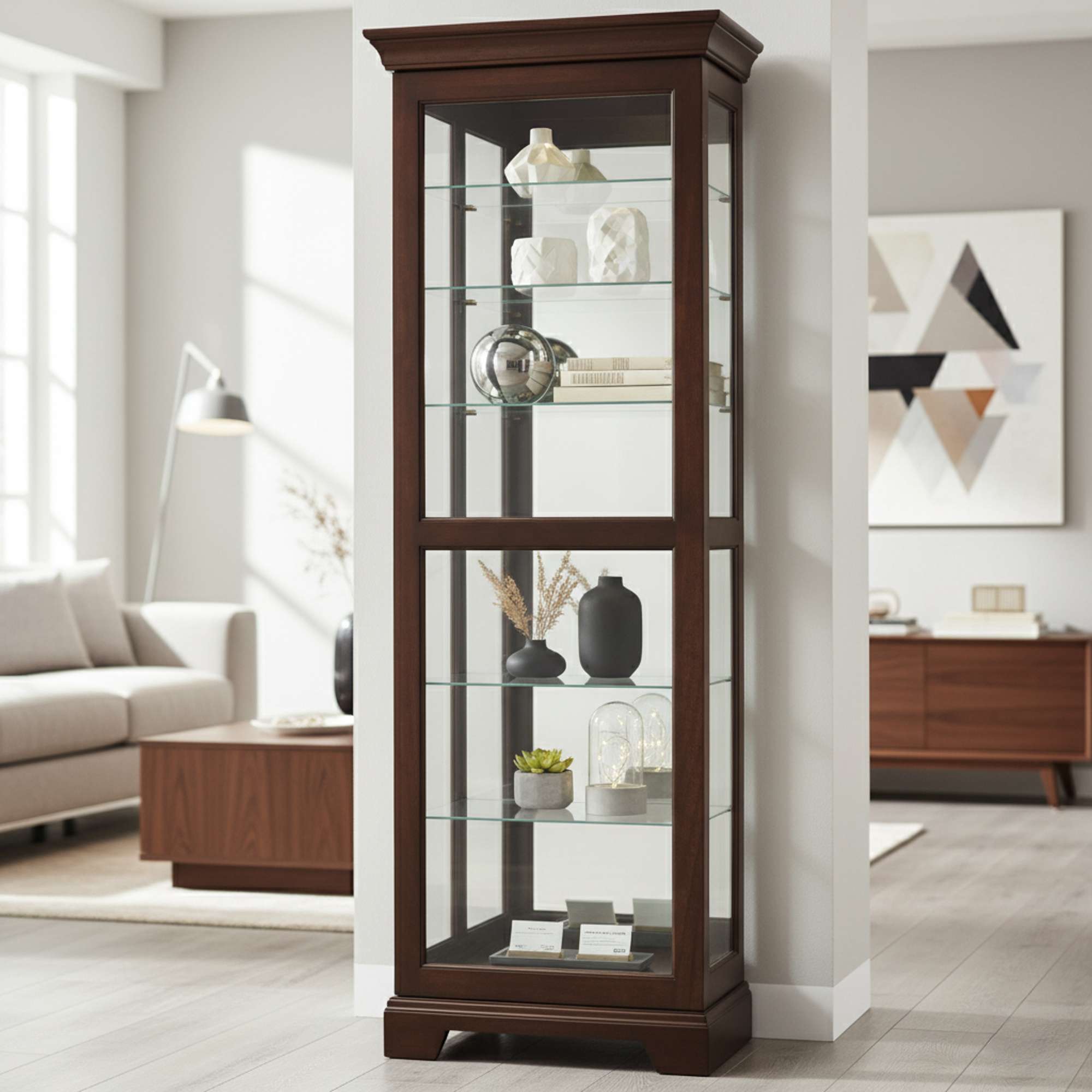 Howard  Miller  キュリオケース　照明付　中古品 Amazon.com: Howard Miller Townsend Curio Cabinet, Lights Storage
