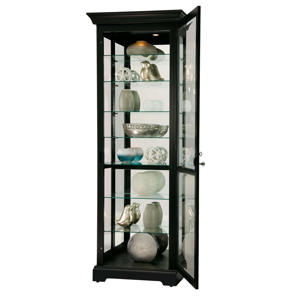 Glass display cabinet with decorative items inside.