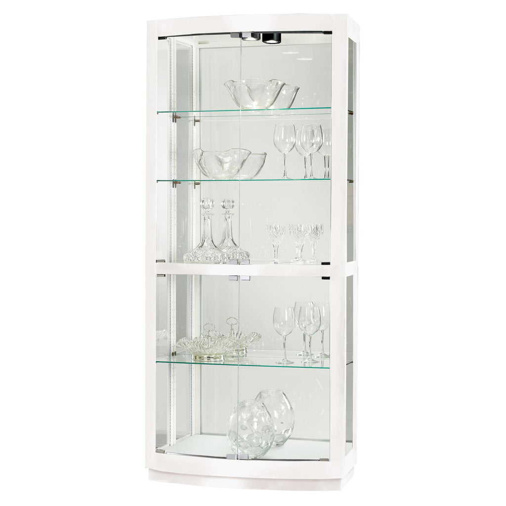 Modern glass display cabinet with elegant glassware