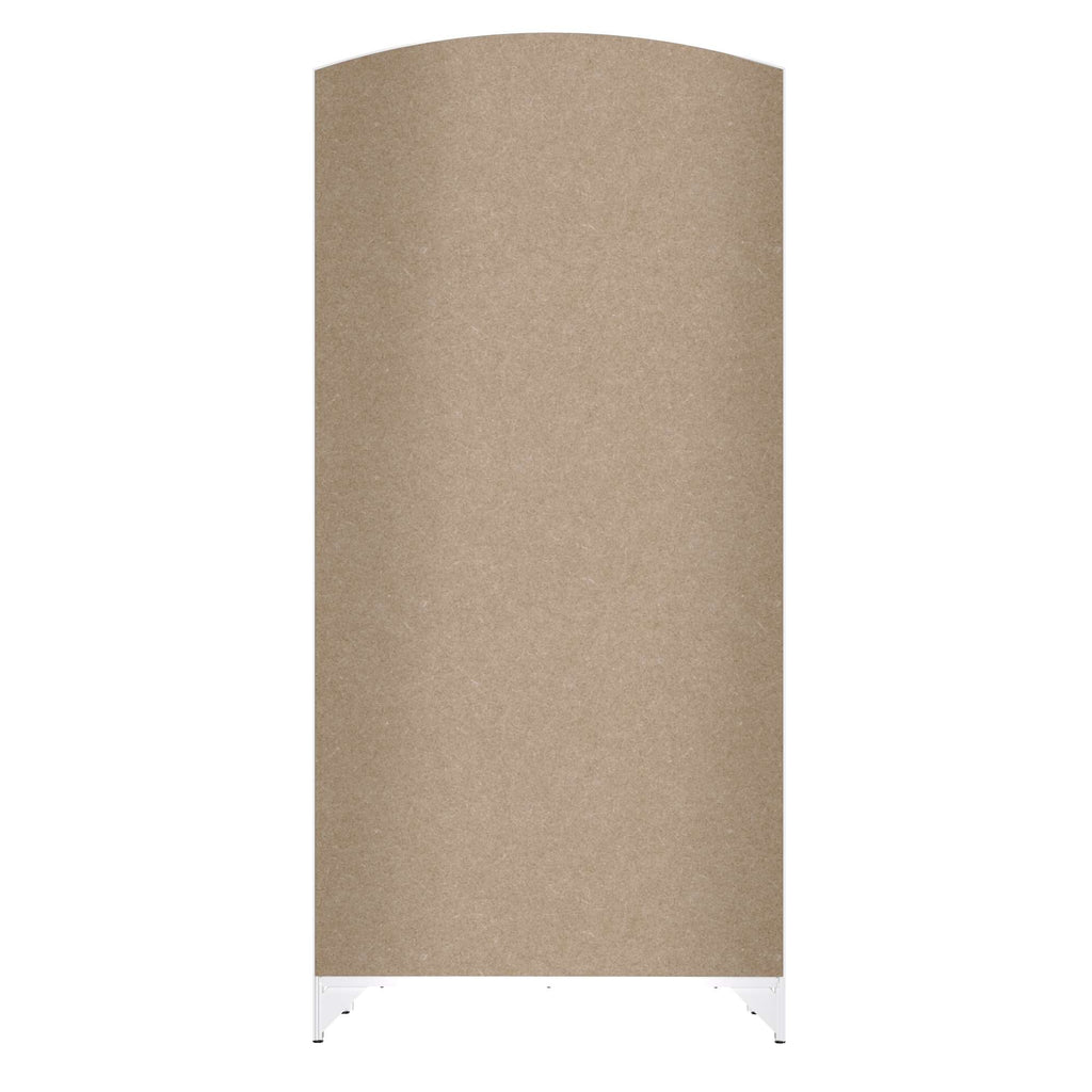 Tall, curved, brown panel with a white base.