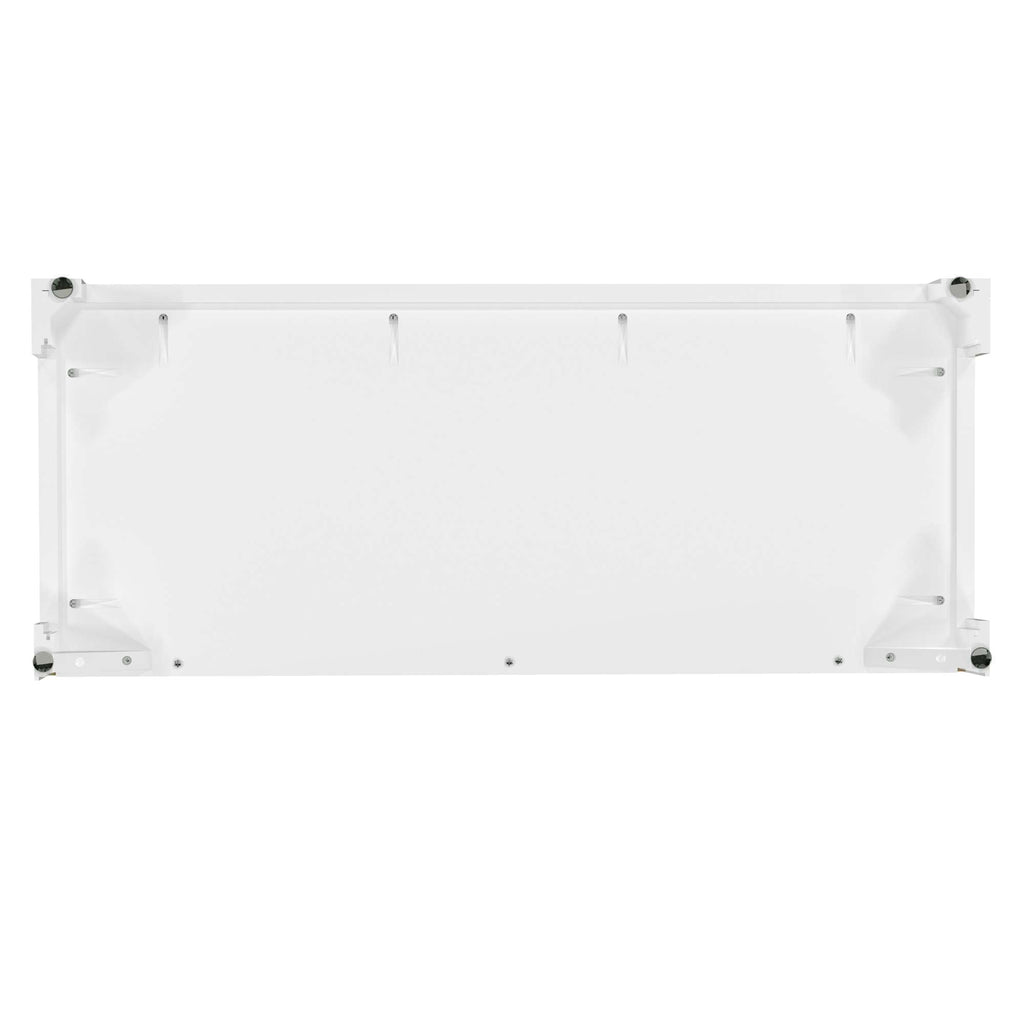 A blank white banner with rounded edges and mounting points.