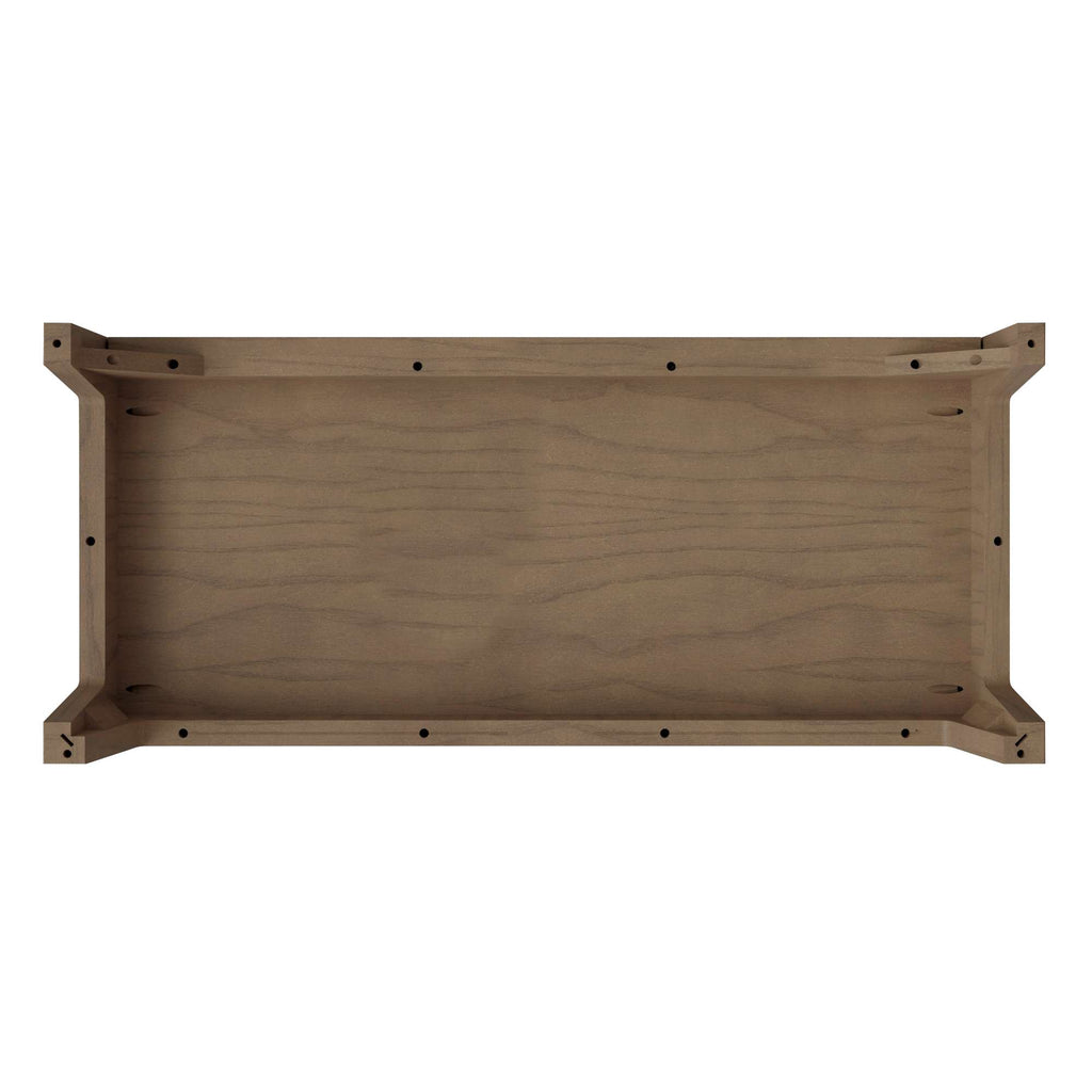 Wooden shelf with a simple rectangular design.