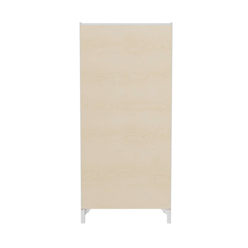 Plain wooden cabinet with a light finish and metal legs